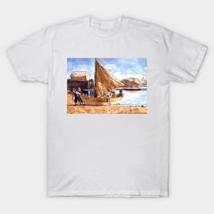 Young Children Enjoy A Summer Day with Sailboat at the Beach 1880 Winslow Homer T-Shirt